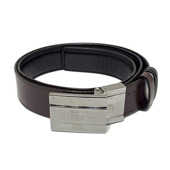 GUCCI - 114975 Bordeaux Black Leather Belt